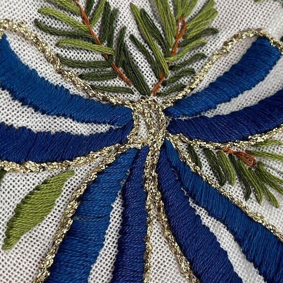 Embroidered holiday cotton 30.5” X 31” table cover - Picture 5 of 5